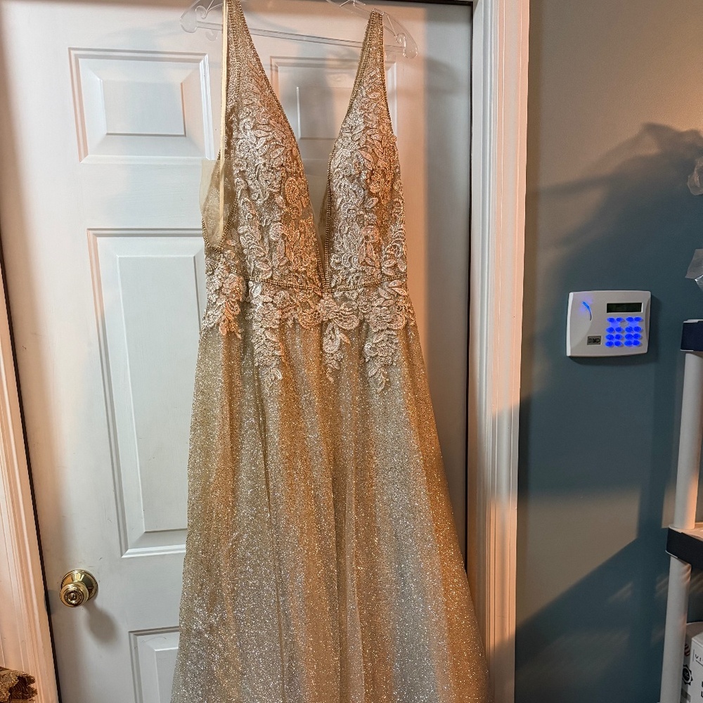 Gold & Silver Sparkle Prom Dress